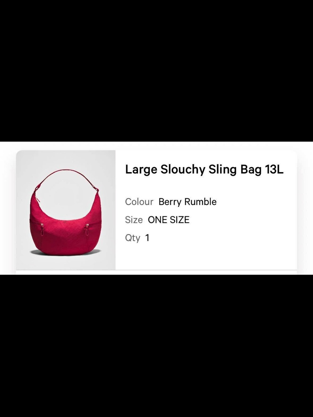 Large Berry Slouchy 16L  Sling Bag - Casual Everyday Tote